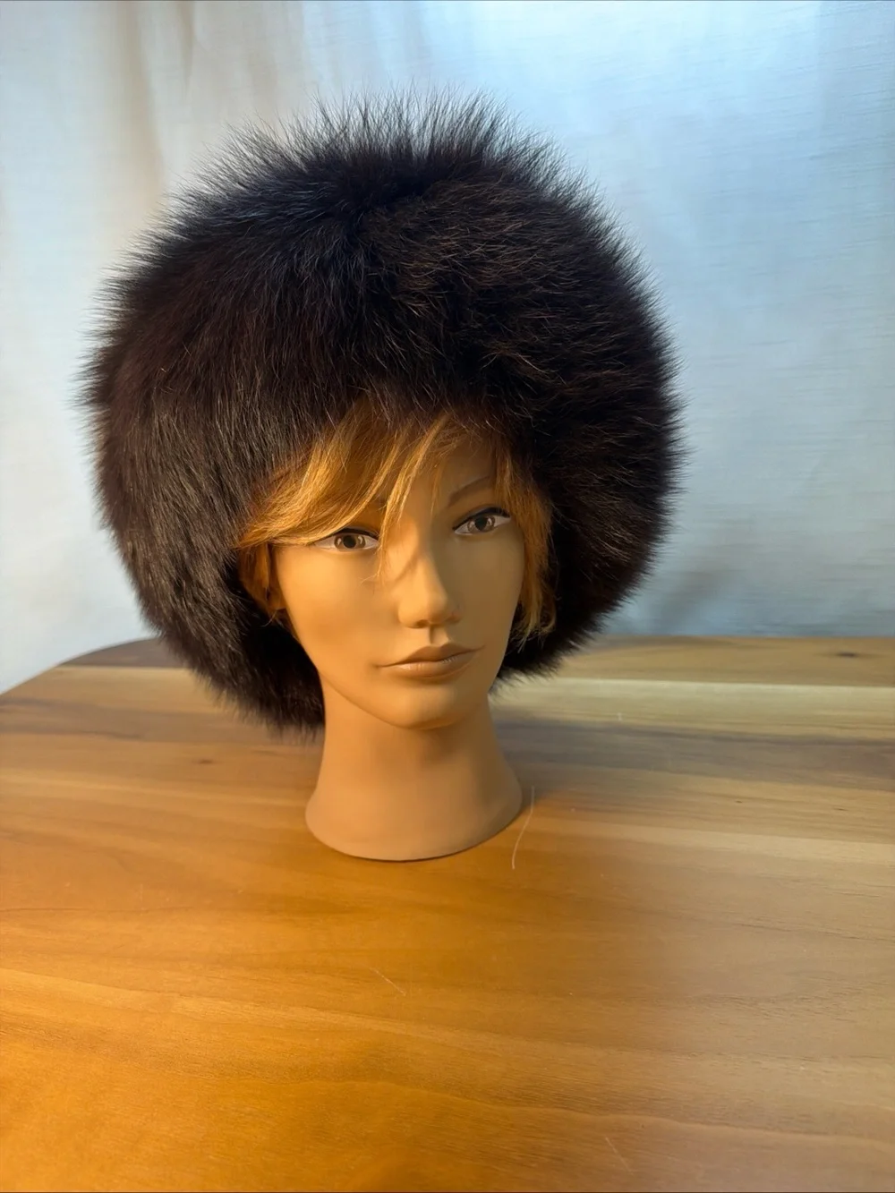 NEW Elegant Winter Women Headband Dark Brown Canadian Fox‎ Fur Sz Adjustable